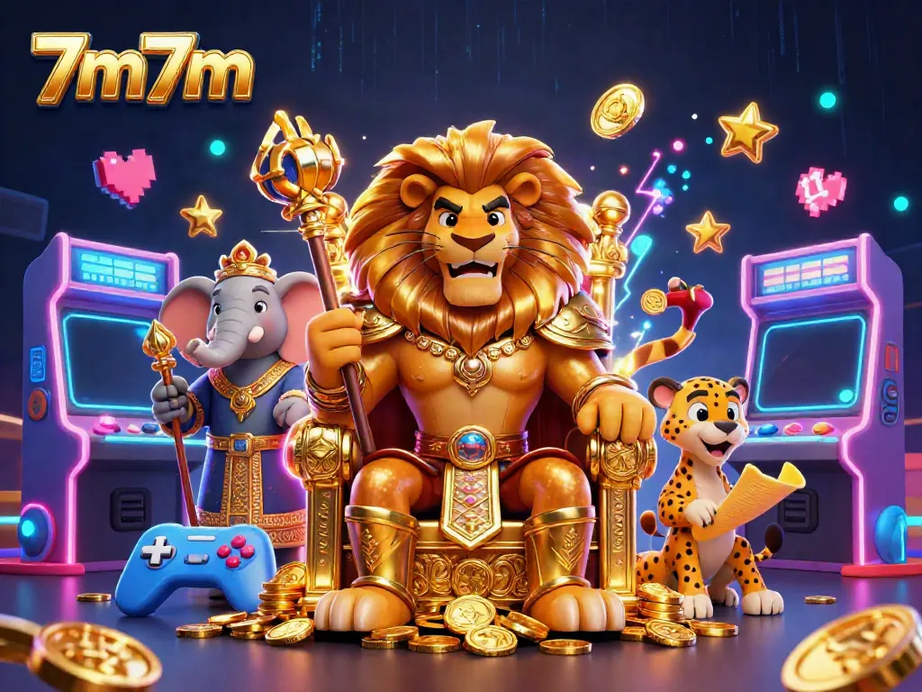 Experience thrilling action and strategy in 7m7m with kingly characters and vibrant casino elements.