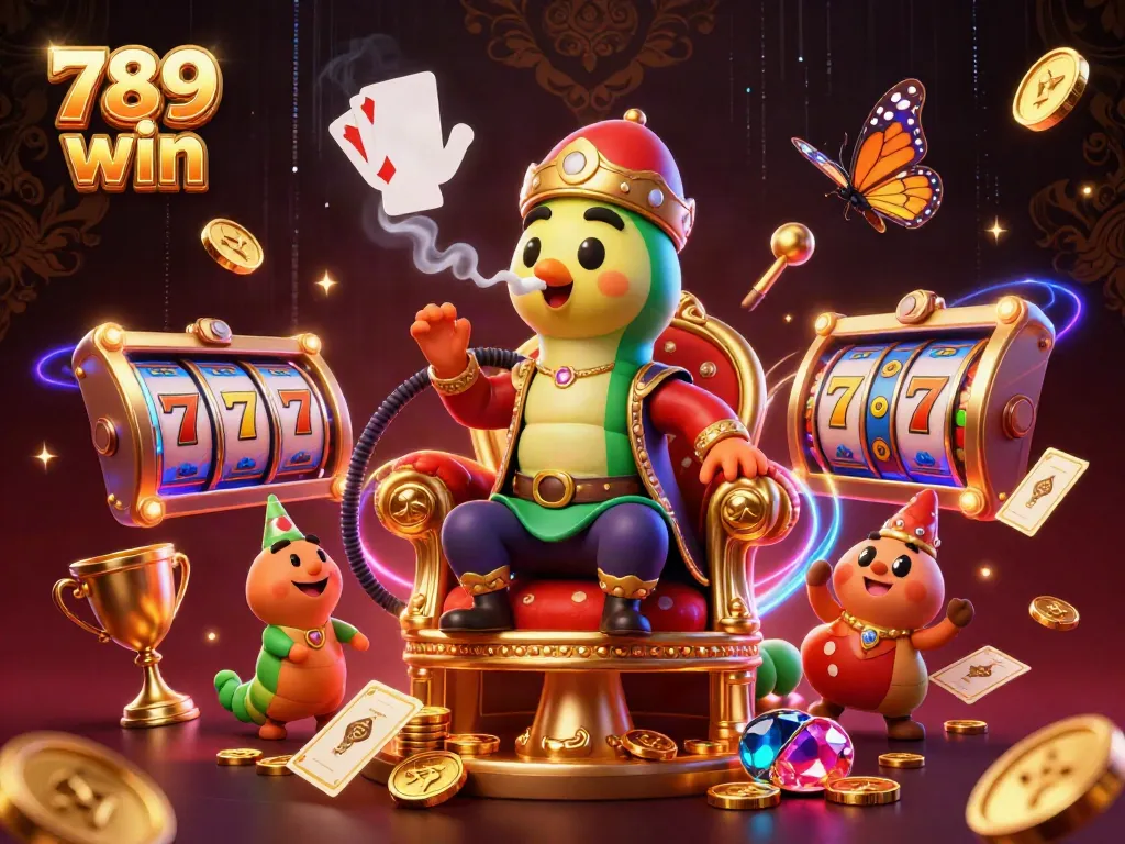 Engage in exciting gaming action at 789 win, featuring a vibrant 3D casino scene with dynamic elements.